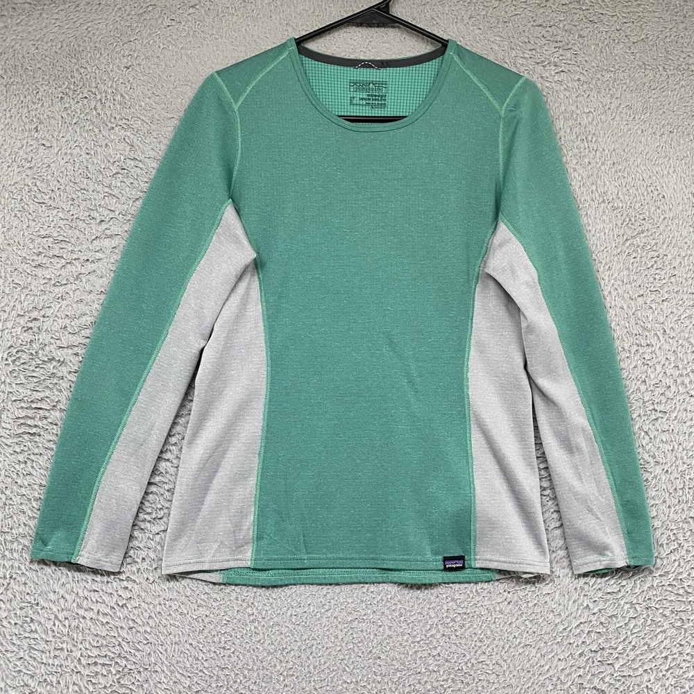 Patagonia Capilene Midweight Shirt Womens Small Green Long Sleeve Baselayer Top